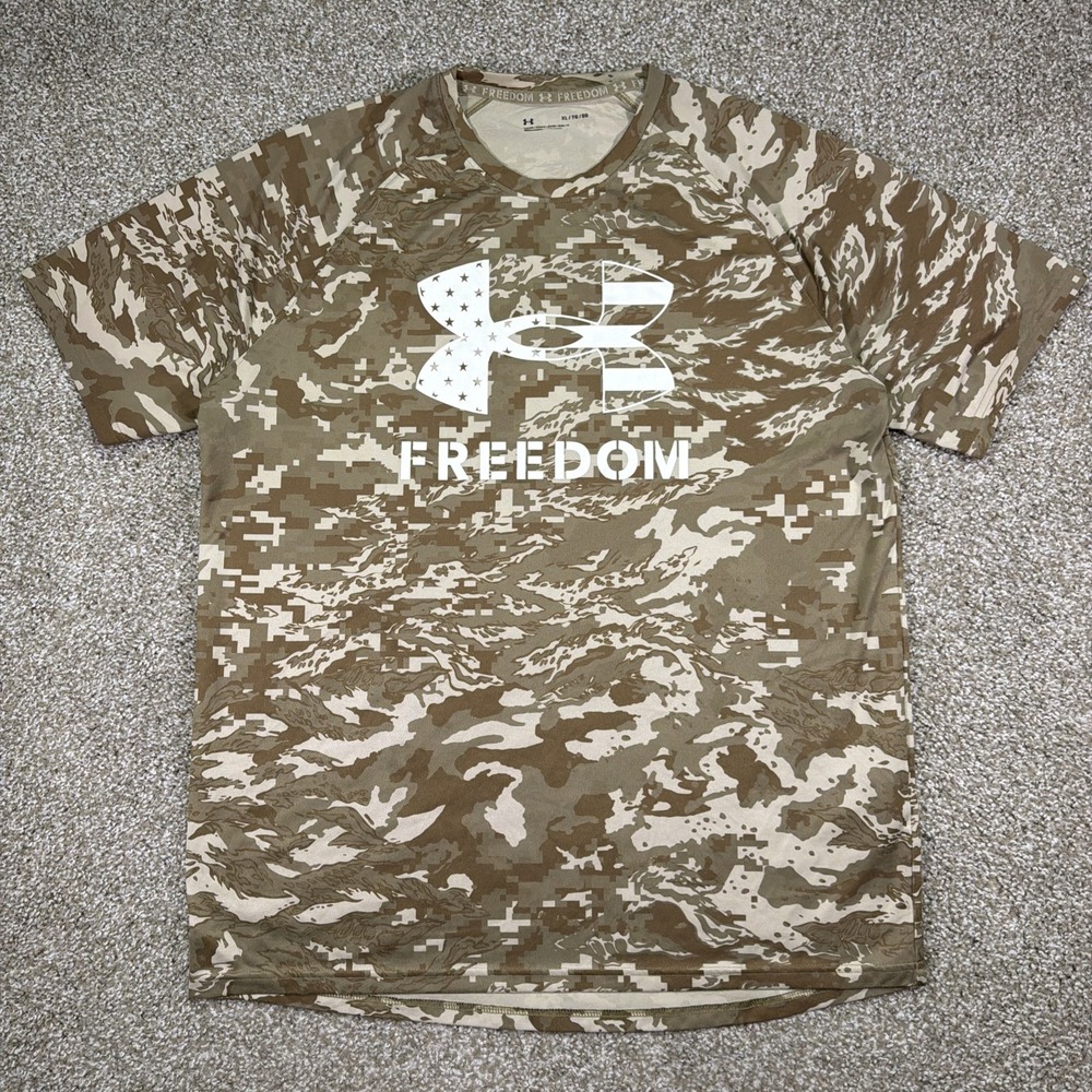 Men's Under Amour Military Camo Freedom Dri Fit Shirt XL Excellent